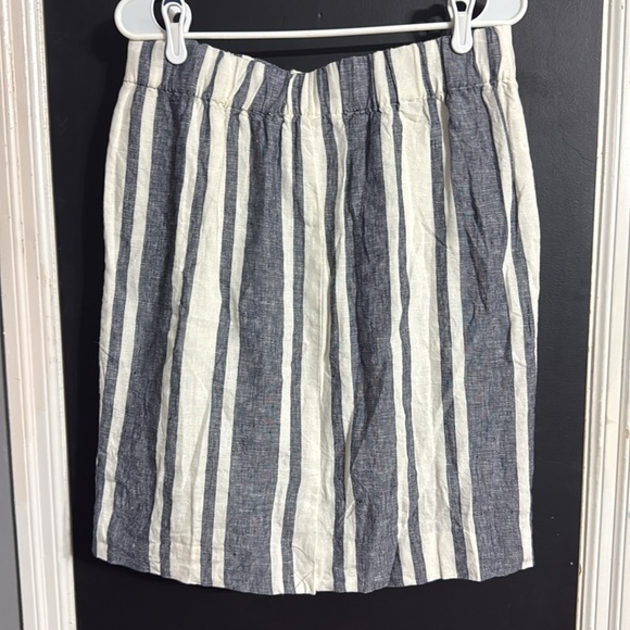 J. Crew Linen Striped Elastic Waist A-line Mini Skirt w/ Pockets Size: M - Picture 2 of 8